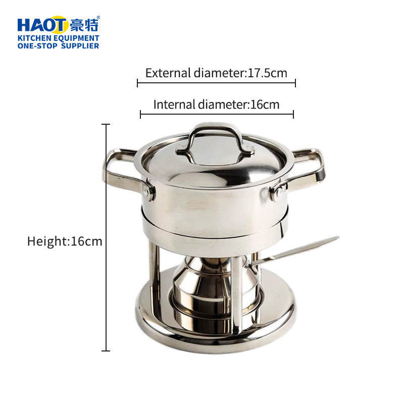 16cm Stainless steel one person Swiss hotpot (oil tank type)