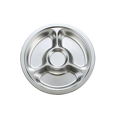 Extra deep circular four grid fast food plate