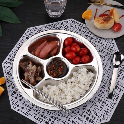 Extra deep circular four grid fast food plate