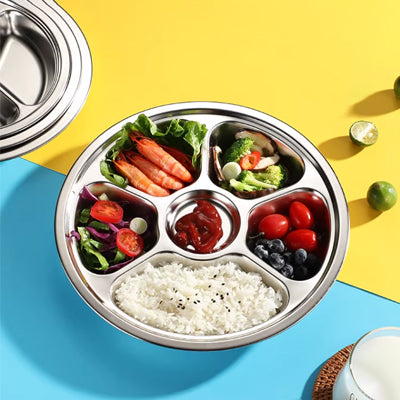 Extra deep circular six grid fast food plate