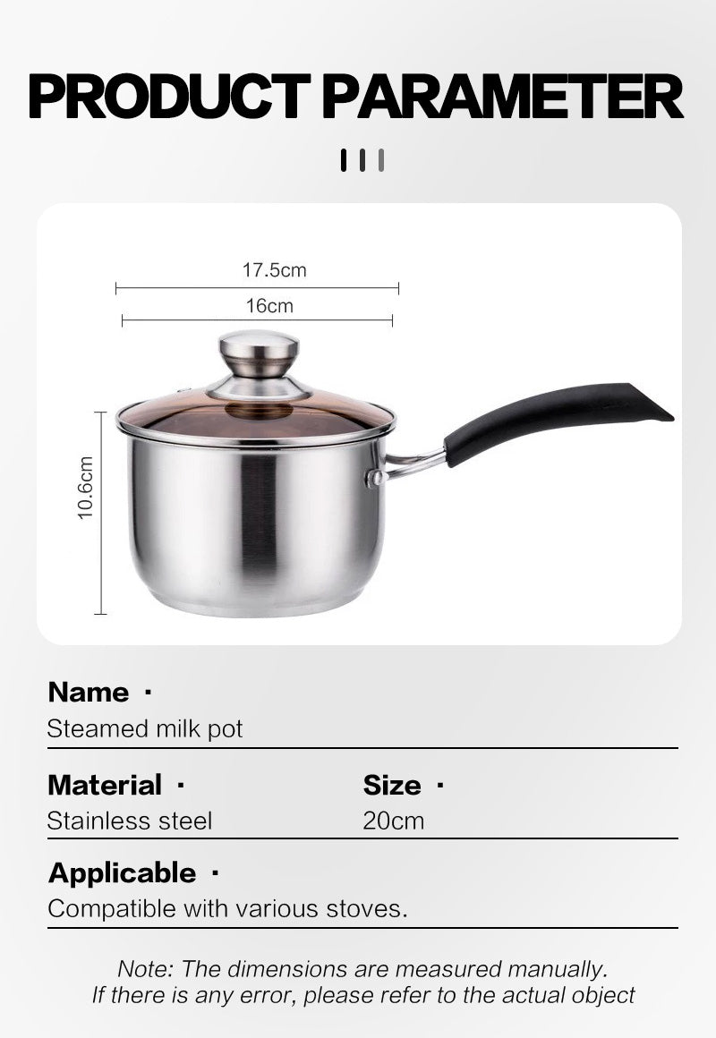 16cm single handle steel diamond milk pot