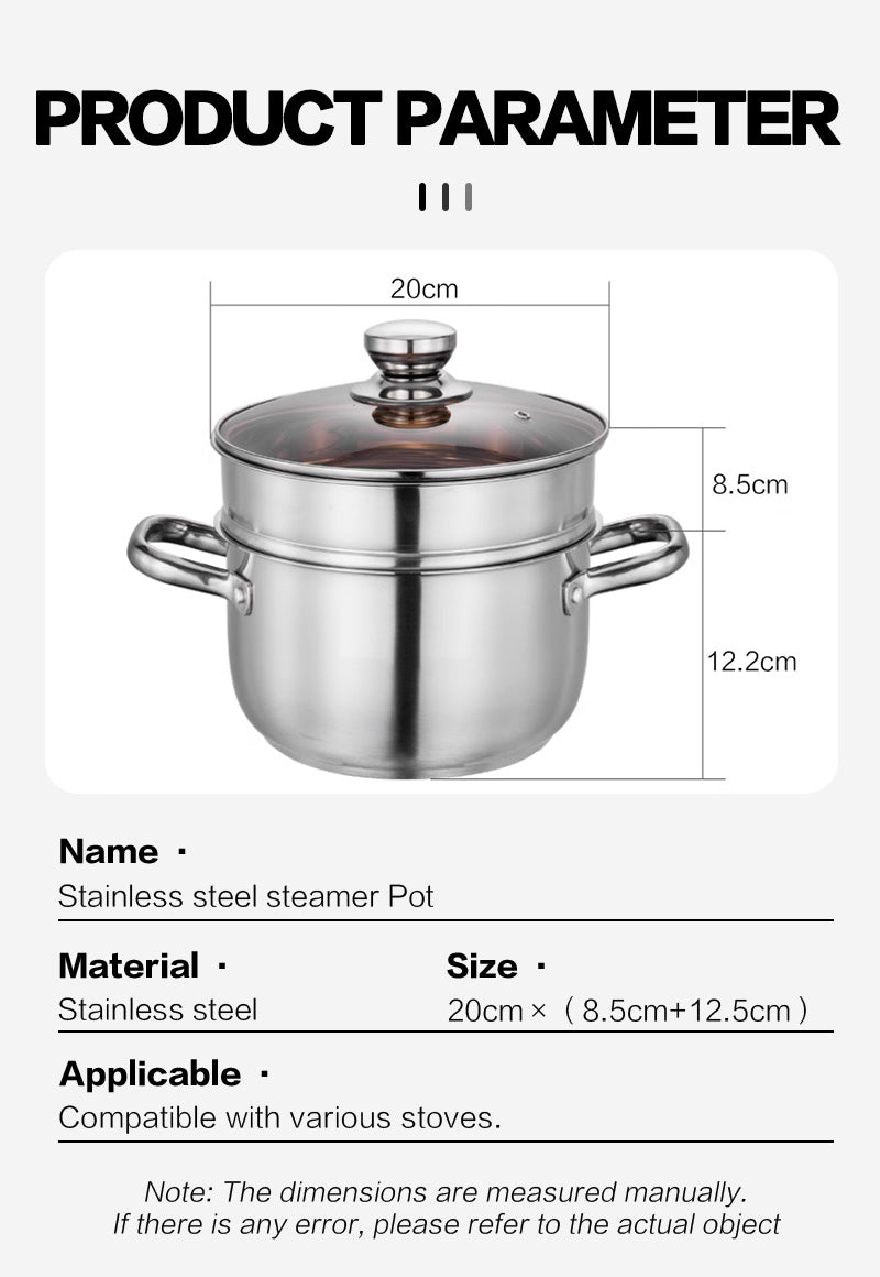 20cm steel diamond double ear steaming soup pot