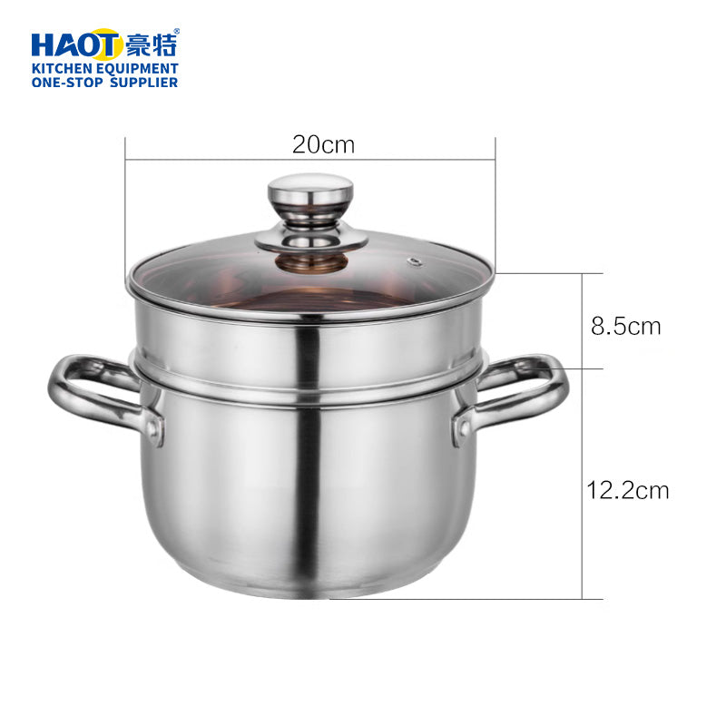 20cm steel diamond double ear steaming soup pot