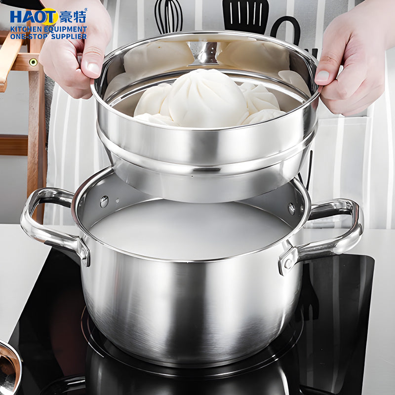 20cm steel diamond double ear steaming soup pot