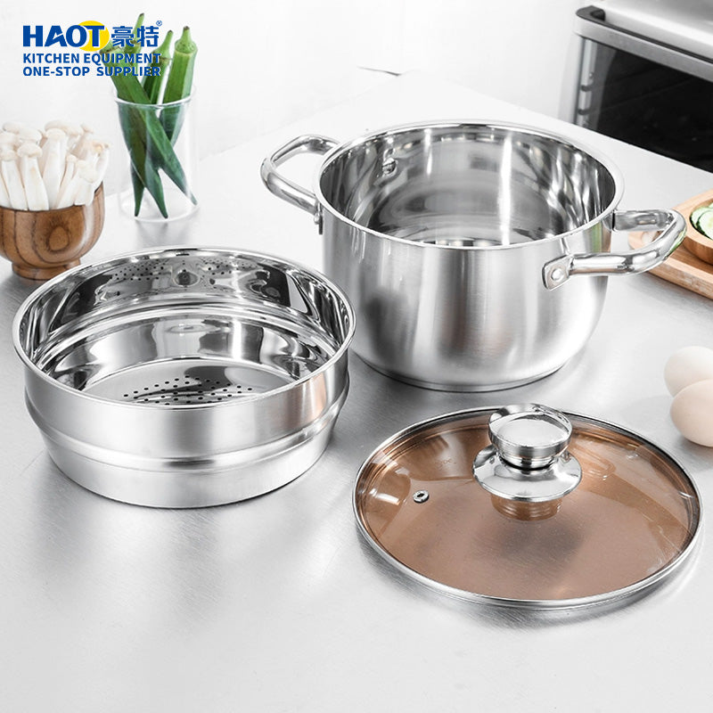 20cm steel diamond double ear steaming soup pot