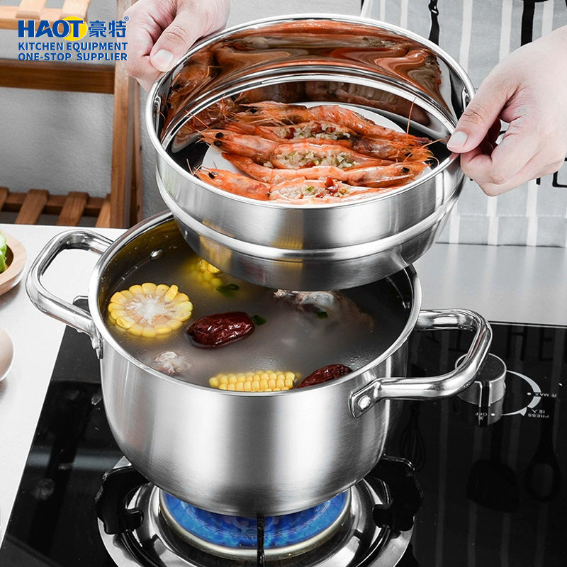 20cm steel diamond double ear steaming soup pot