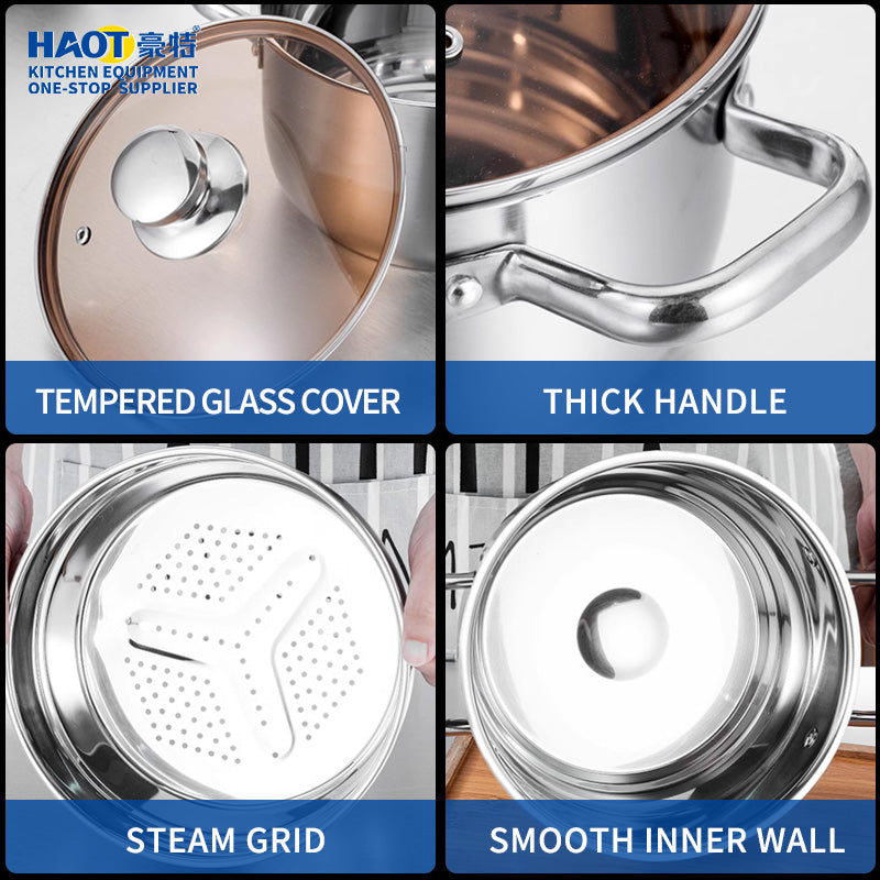 20cm steel diamond double ear steaming soup pot