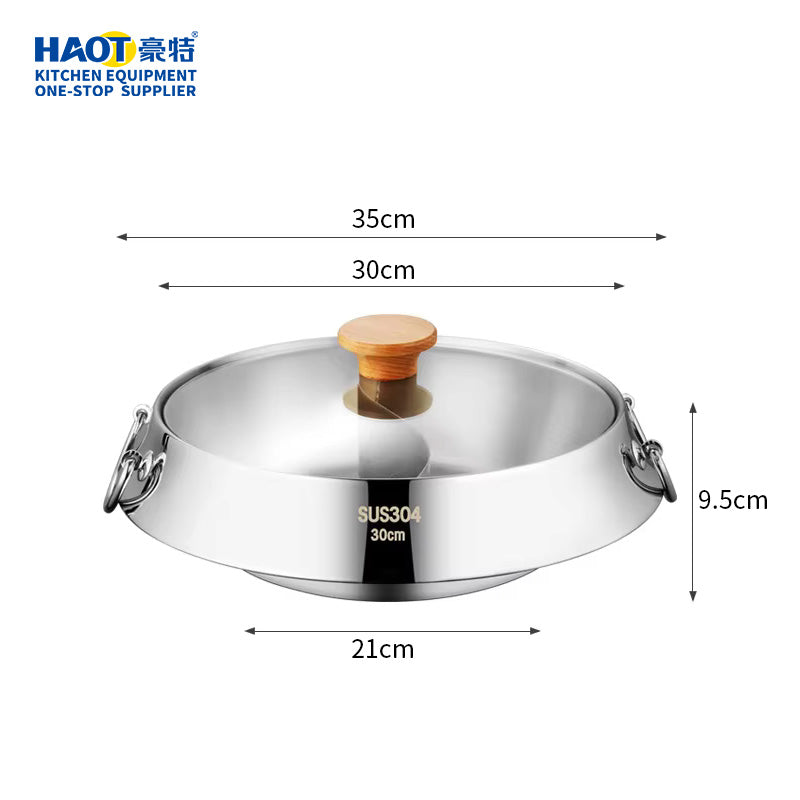 30cm 304 Stainless Steel "UFO" Soup Pot with Glass Lid