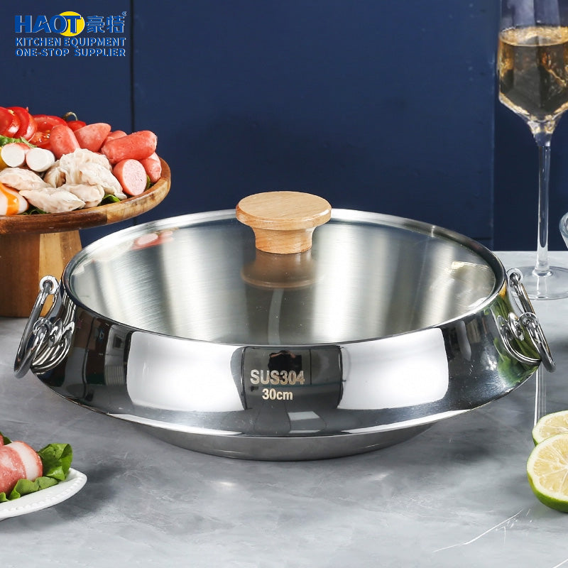 30cm 304 Stainless Steel "UFO" Soup Pot with Glass Lid