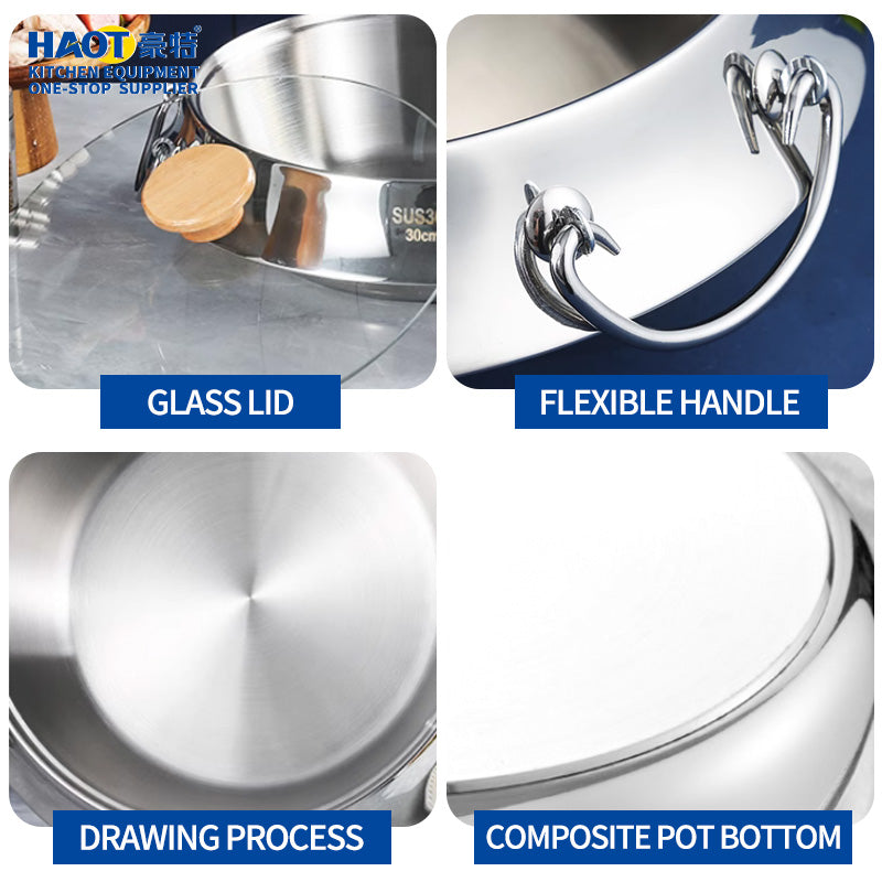 30cm 304 Stainless Steel "UFO" Soup Pot with Glass Lid