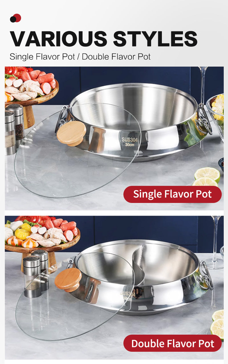 30cm 304 Stainless Steel "UFO" Soup Pot with Glass Lid