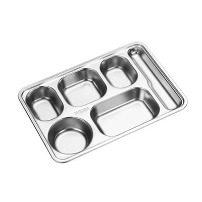 Six grid 304 stainless steel fast food plate