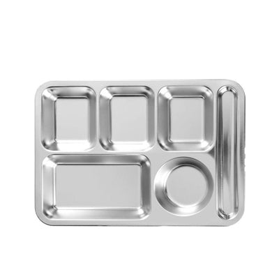 Deepen the new six grid 201 stainless steel fast food plate (35.5 * 25.5)