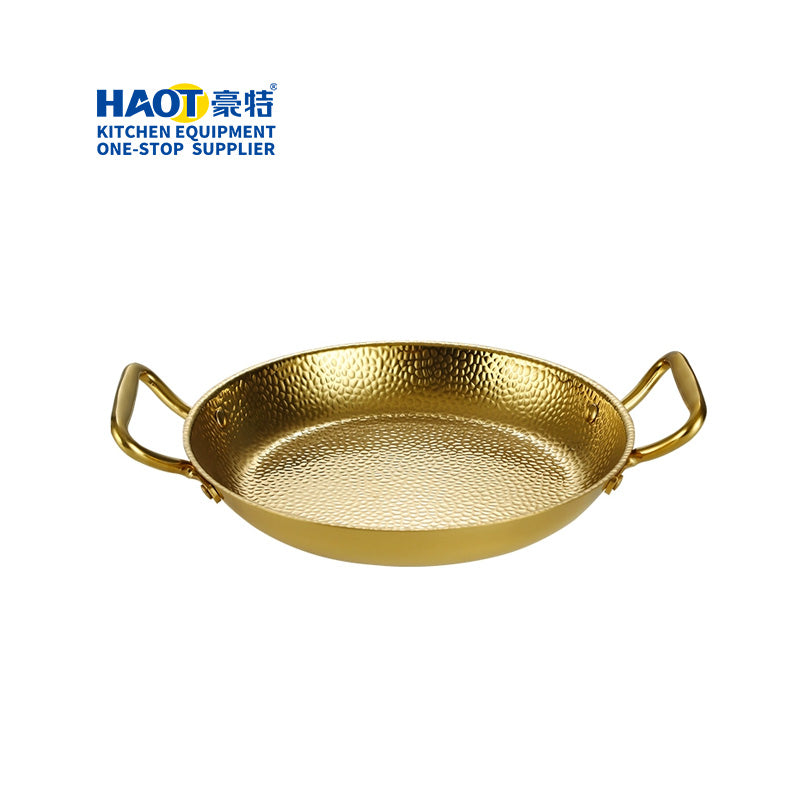 30cm Golden Stainless Steel Sukiyaki Pan with Snowflake Pattern