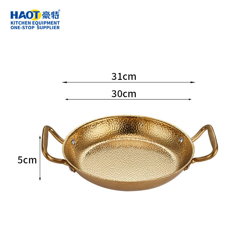 30cm Golden Stainless Steel Sukiyaki Pan with Snowflake Pattern