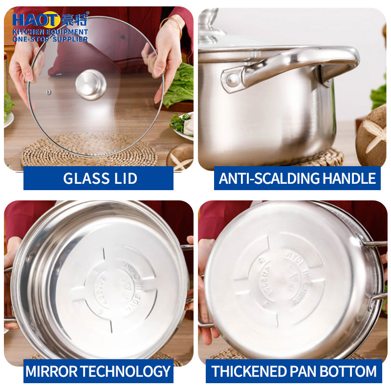 28cm Premium 304 Stainless Steel Hot Pot with Hollow Handles