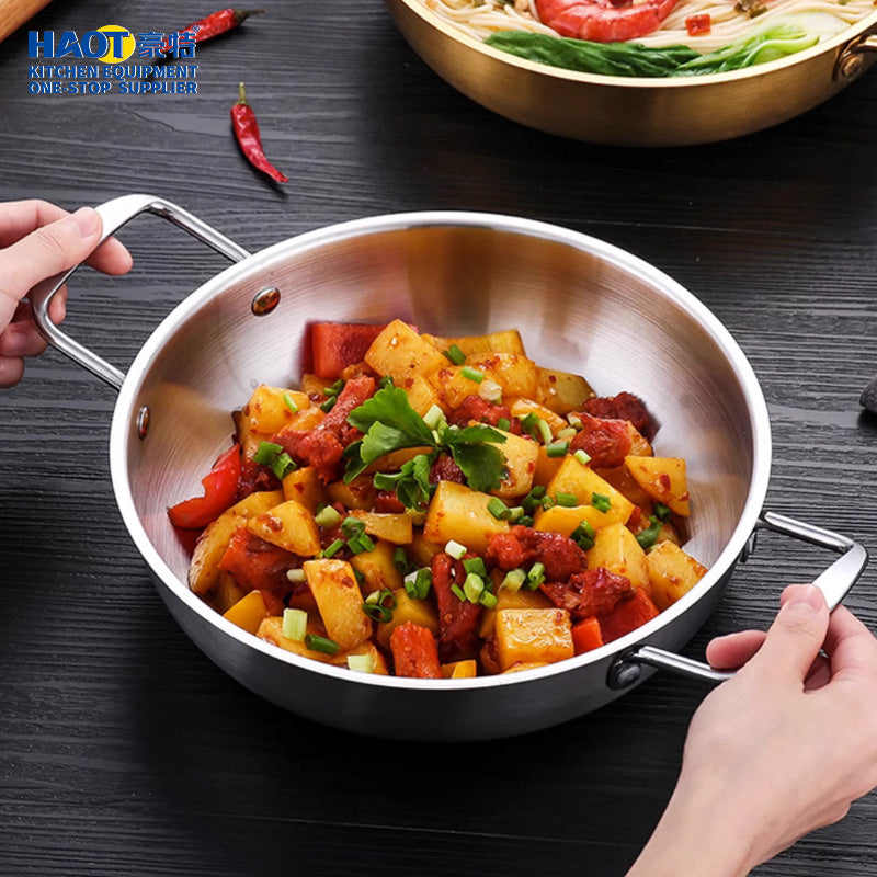 30CM Seamless Stainless Steel Hot Pot with Cool-Touch Handles