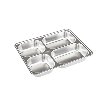 Chinese 304 stainless steel fast food plate, small 4 compartments