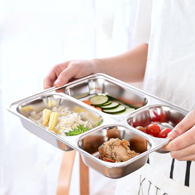 Chinese 304 stainless steel fast food plate with five large compartments