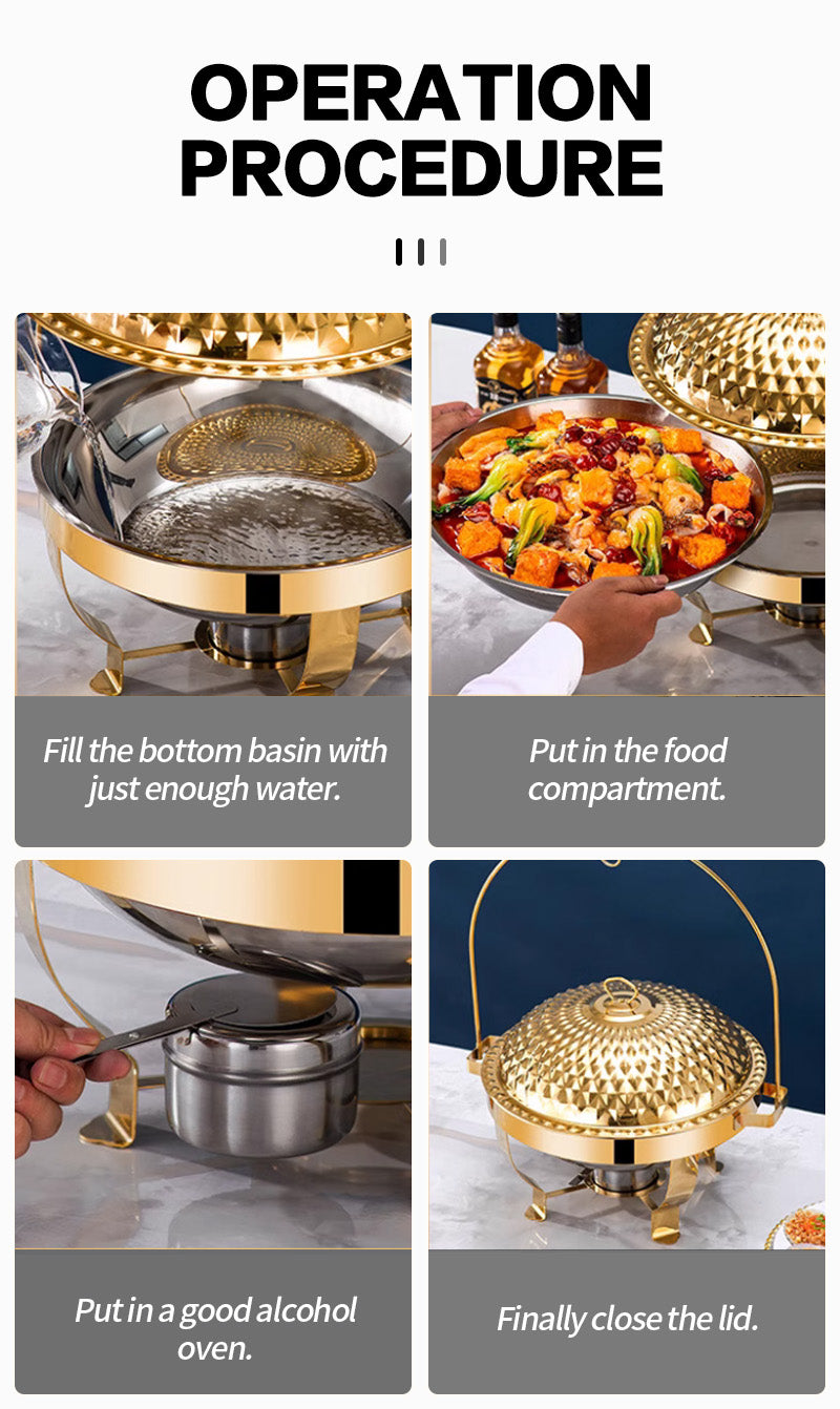 Food Warmer Gold / Silver Hanging Cheffing Dishes 8L
