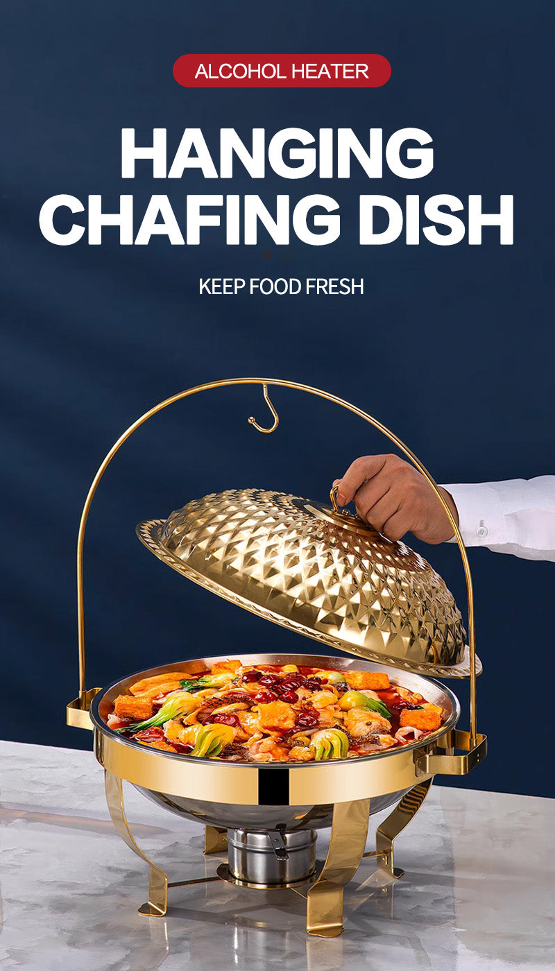 Food Warmer Gold / Silver Hanging Cheffing Dishes 8L