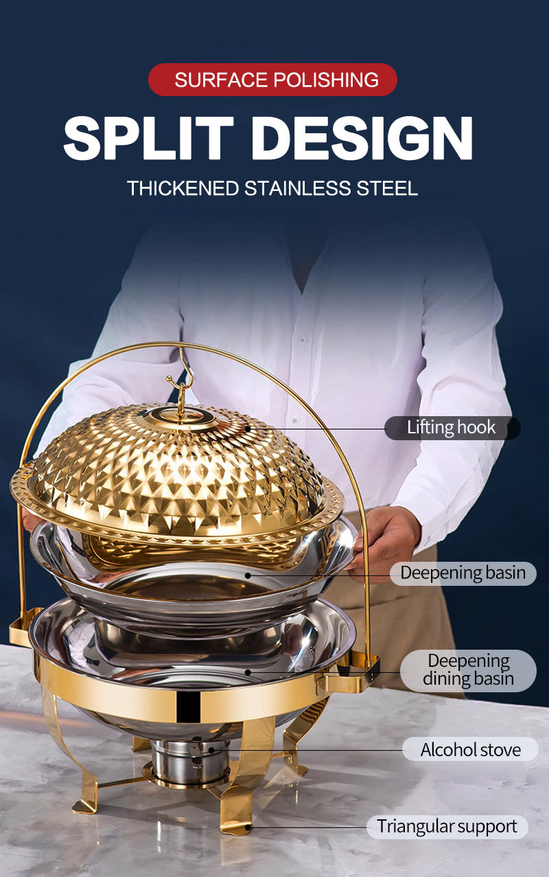 Food Warmer Gold / Silver Hanging Cheffing Dishes 8L