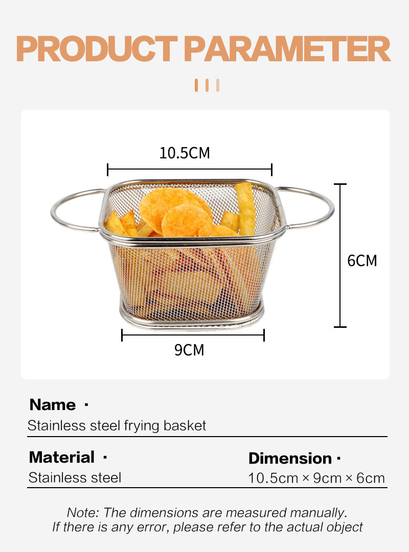 Double ear mesh square mini frying basket