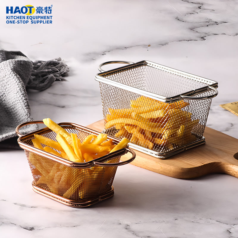 Double ear mesh square mini frying basket