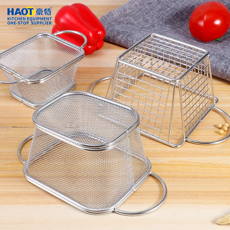 Double ear mesh square mini frying basket