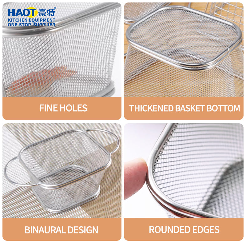 Double ear mesh square mini frying basket