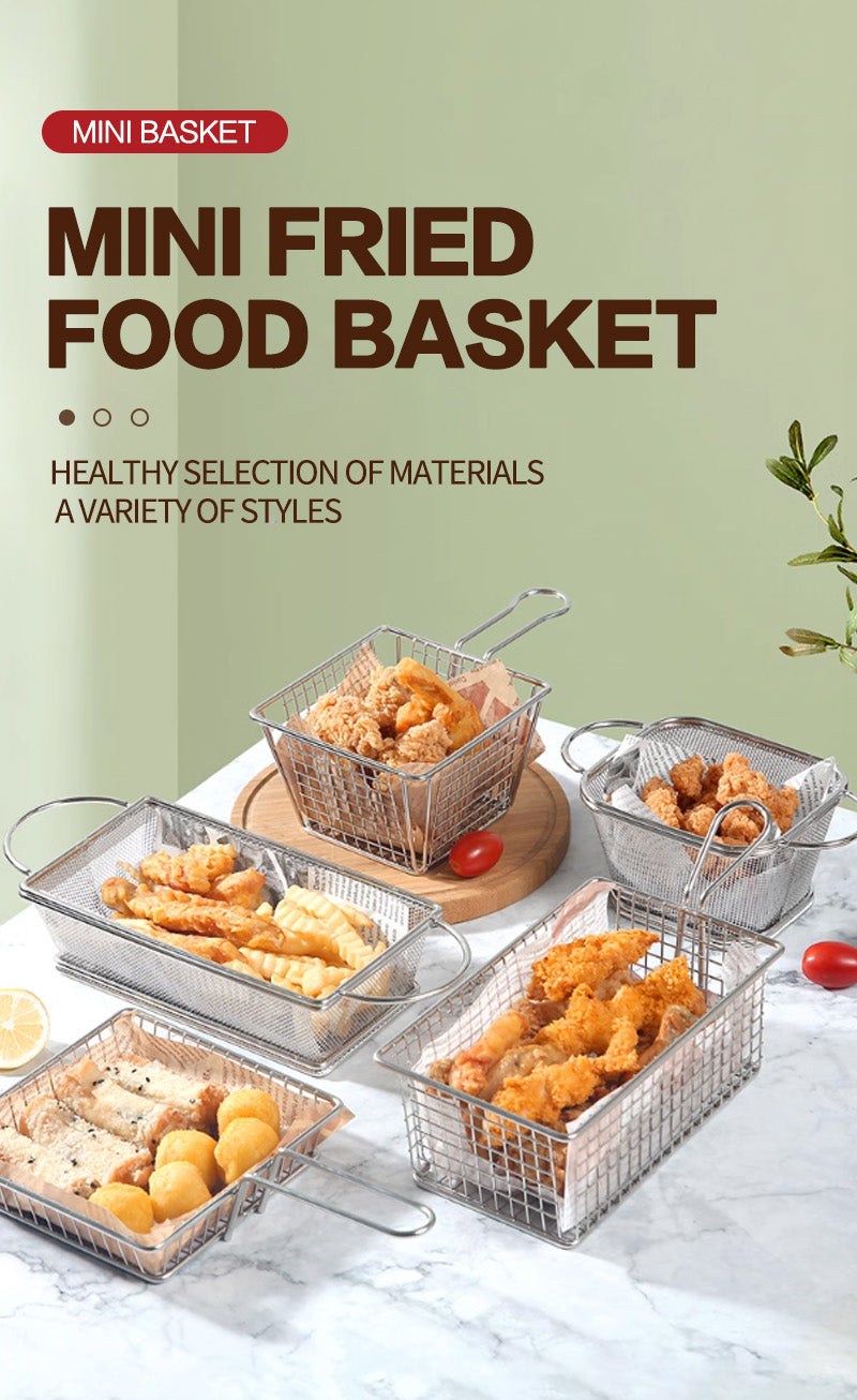 Double ear mesh square mini frying basket