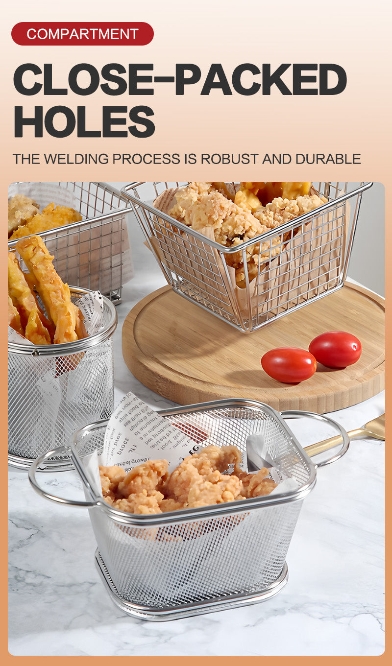 Double ear mesh square mini frying basket
