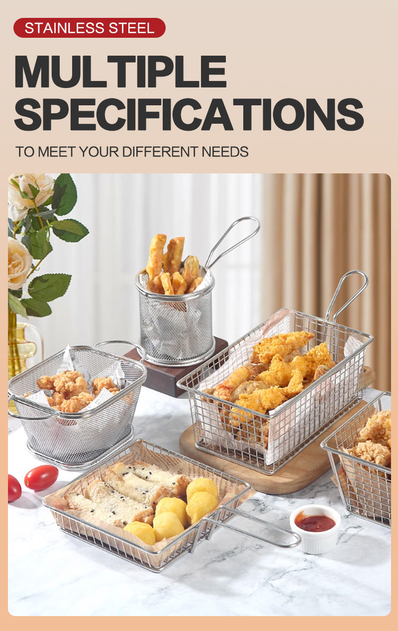 Double ear mesh square mini frying basket
