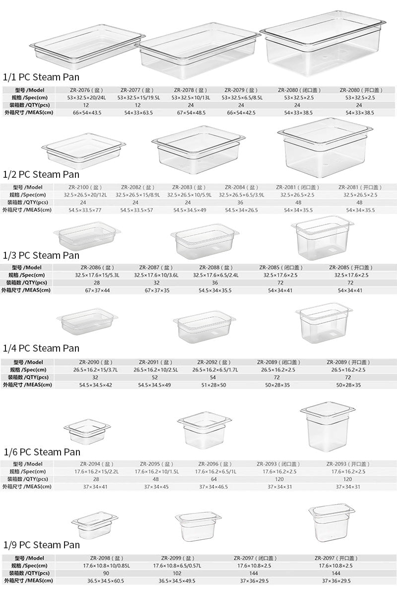 American professional PC material GN food pot (1/1 size)