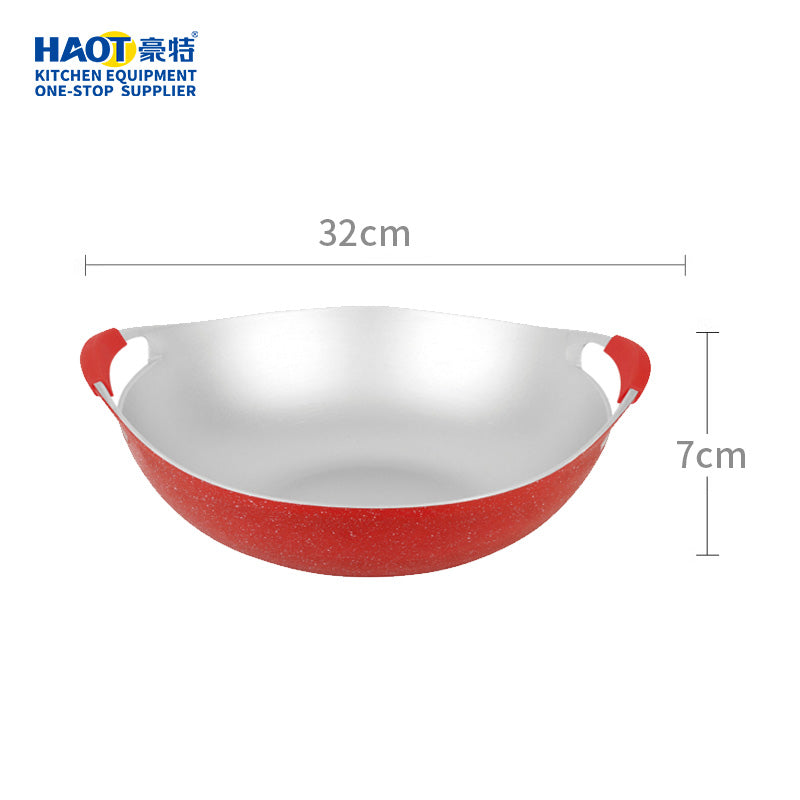 32cm Red-Handled Aluminum Hot Pot with Detachable Handles