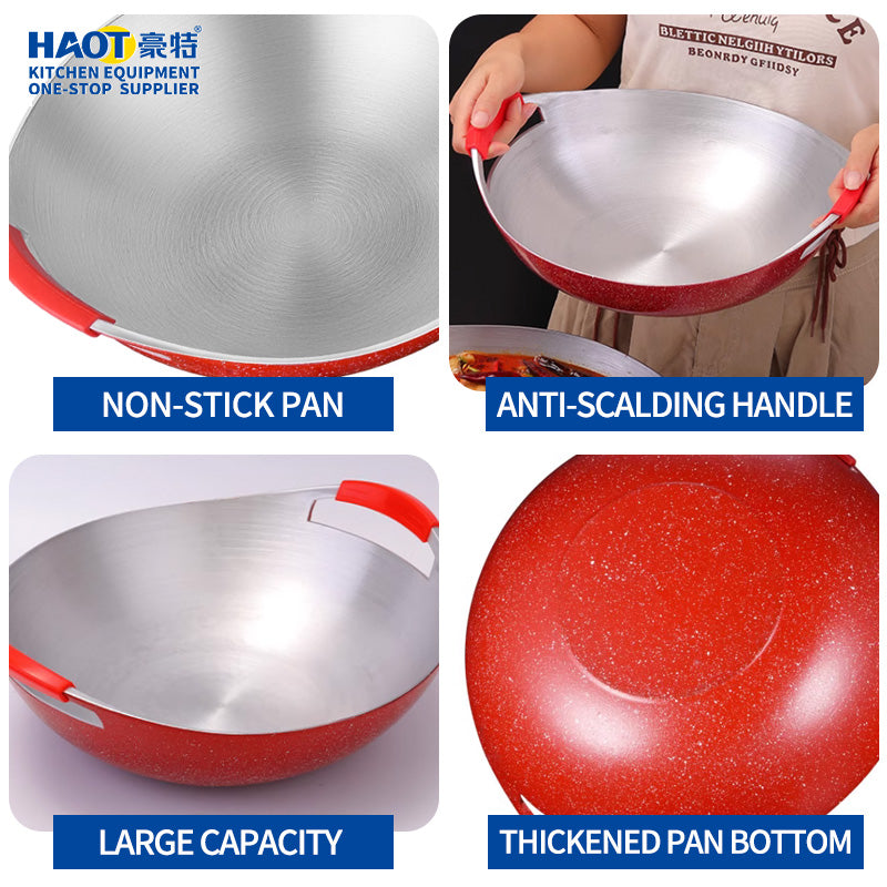32cm Red-Handled Aluminum Hot Pot with Detachable Handles