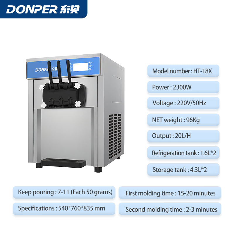 Commercial Automated Table Top 3 Flavors Soft Serve Ice Cream Machine