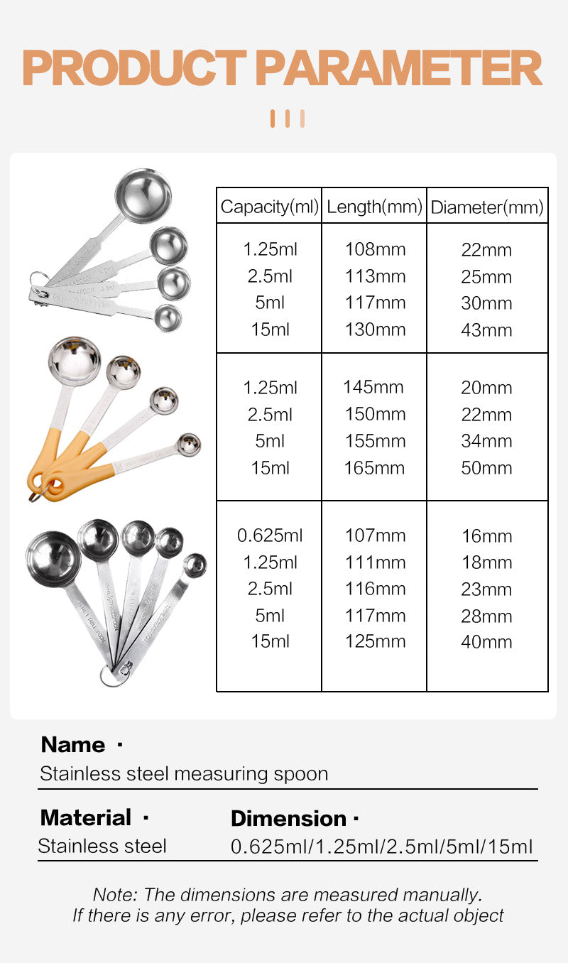 Stainless steel measuring spoon