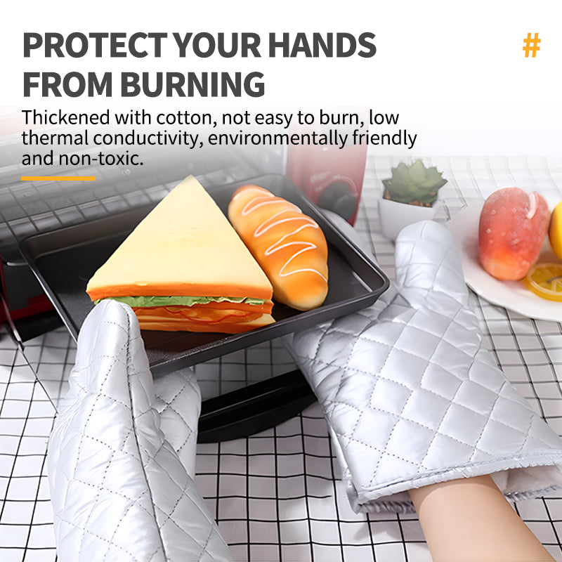 Large silver high-temperature gloves