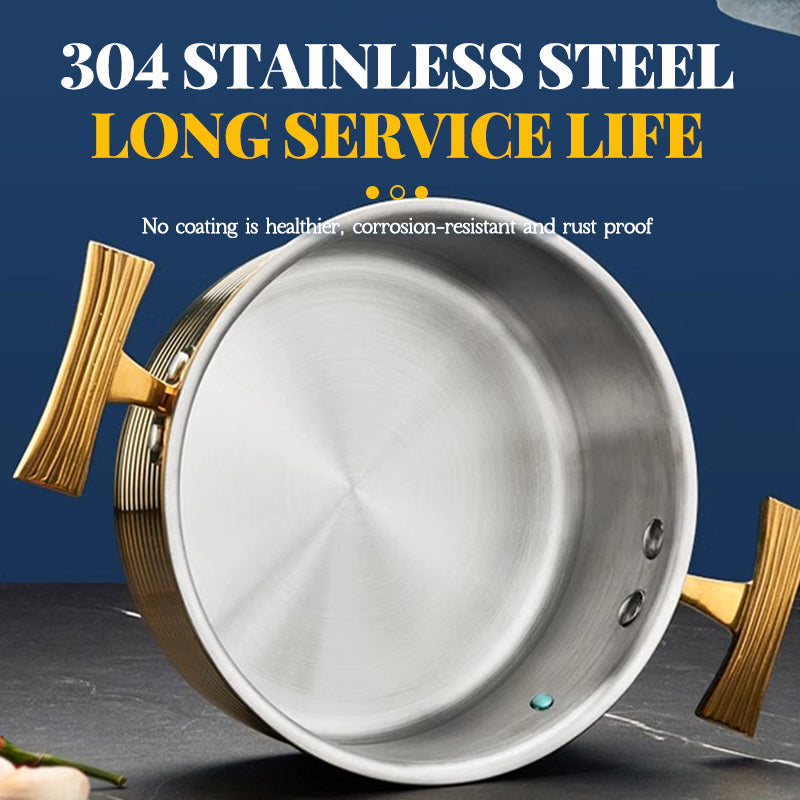 Three-layer steel wood grain titanium shallow pot