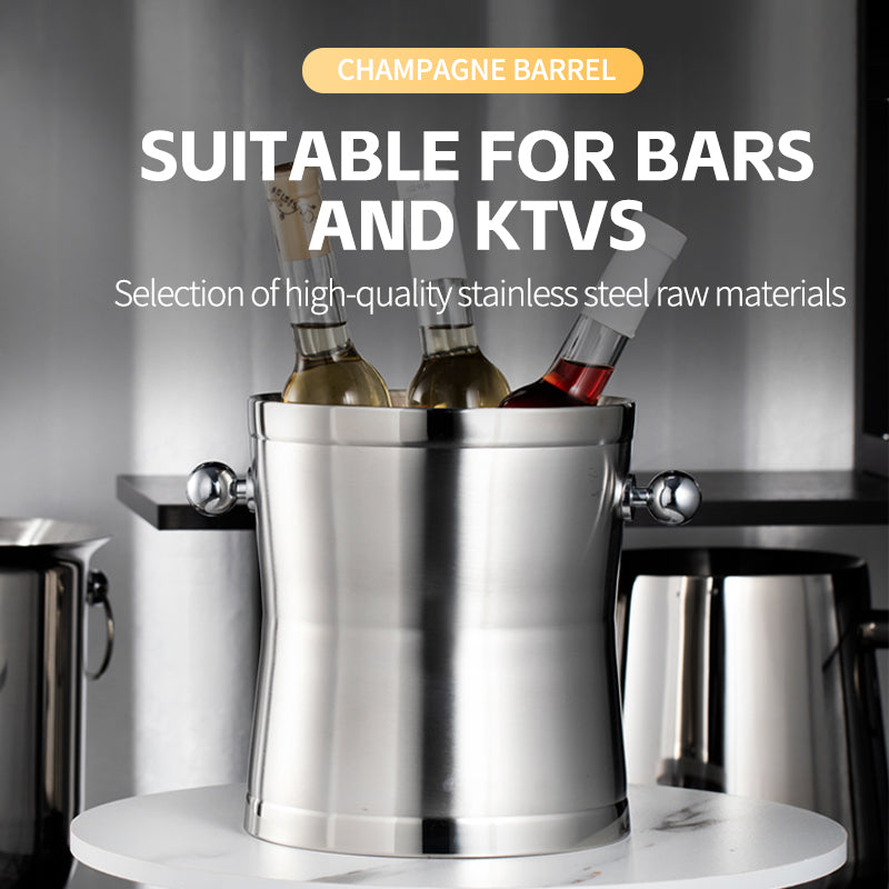 Western style double-layer stainless steel champagne barrel