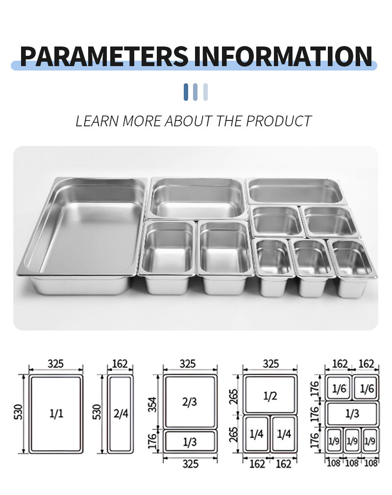 European style professional stainless steel GN food pot (1/3 size)