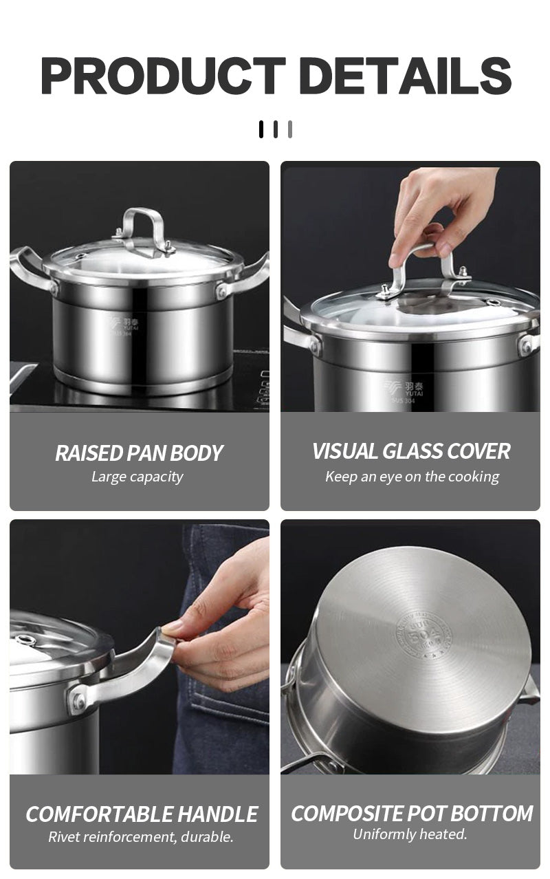 Double handle soup pot (three-layer bottom) 16cm