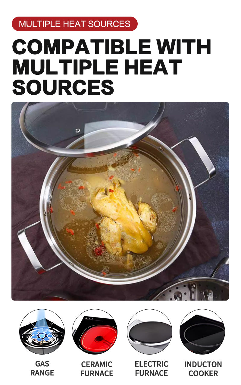 Double handle soup pot (three-layer bottom) 16cm