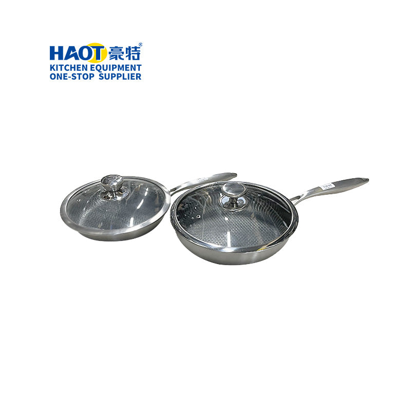 26cm three-layer steel non stick frying pan with glass cover (304)