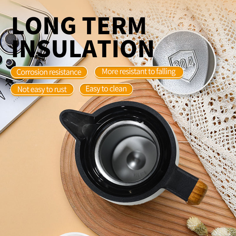 304 white wooden handle insulated kettle 1800ml (digital display with temperature)