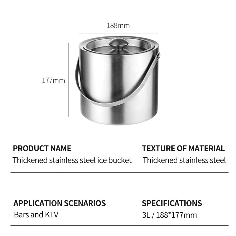 3L stainless steel double-layer ice bucket 11938D