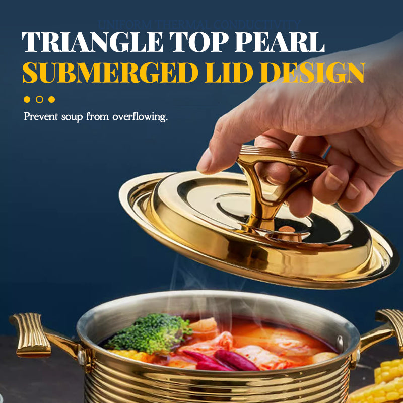 Three-layer steel wood grain titanium shallow pot