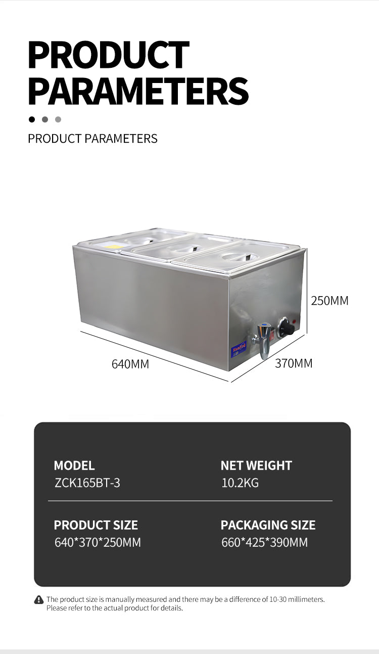 ZCK165BT-3 electric fast food insulated dining stove with three compartments