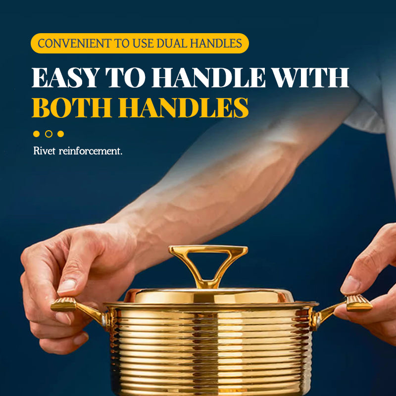 Three-layer steel wood grain titanium shallow pot